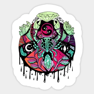 Red Blue Blend Mystic Cancer Zodiac Sticker